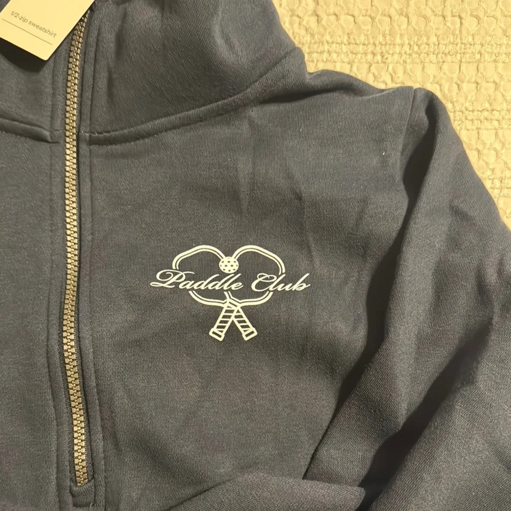 All In motion Paddle Club Half Zip Pullover Blue Cropped Fleece Sweater